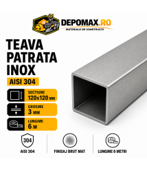 Teava patrata inox AISI 304, 120 x 120 x 3 mm, 6 metri Teava patrata inox AISI 304, 120 x 120 x 3 mm, 6 metri